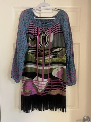 Vestido de mujer Custo Barcelona talla 2. Ropa de crucero boho encubrimiento algodón seda Y2K Foto 1 de 4