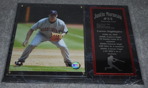 MINNESOTA TWINS JUSTIN MORNEAU #33 SPORTS PLAQUE 12"X15" Cover