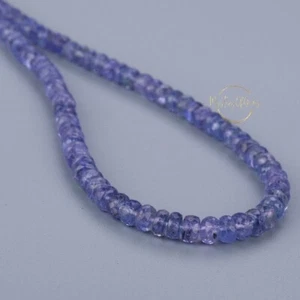 Natural AAA++ Blue Tanzanite Faceted Rondelle Shape Gemstone Beads Necklace 24" - Picture 1 of 8