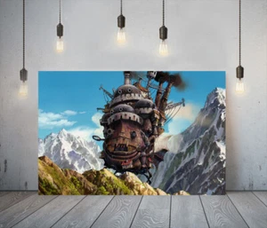 GHIBLI HOWL'S MOVING CASTLE 2 -FRAMED CANVAS WALL ART ANIME PICTURE PAPER PRINT - Picture 1 of 17