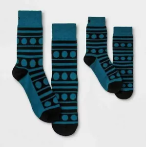 Pair of Thieves Dad + Kids Casual Socks, Blue/Black Polka Dots,2 pr ~NIP - Picture 1 of 1