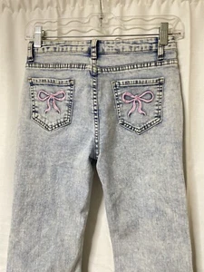 Shein girls child flare Jeans Bow Pockets Light Wash 12Y - Picture 1 of 5