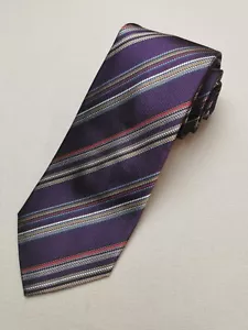 Corbata PAUL SMITH 100% Seda Púrpura Ancho Estándar Artista Rayas (NUEVA) Hecha en Italia - Imagen 1 de 15