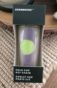 Starbucks 2025 Cold Cup Key Chain Siren Logo Bright Lime Green Pleated New - Picture 1 of 4