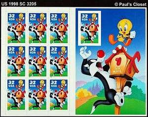SC 3205 SYLVESTER & TWEETY 1998 EE. UU. 9/32¢ P11.1 y 1-32¢/imprf mnh s-ad en muy buen estado - Imagen 1 de 5
