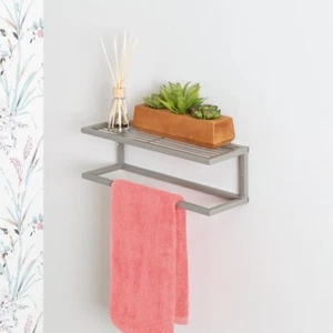 Honey-Can-Do Wall Mounted Slatted Shelf with Towel Bar - Picture 1 of 5