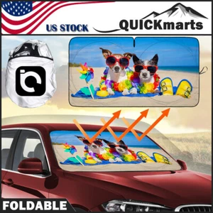 Car Front Rear Windshield Window Sun Shade Shield Cover Visor UV Block Foldable - Picture 1 of 9