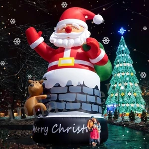 20-40FT Giant Christmas Inflatable Santa Claus Xmas Outdoor Decor BlowUp Outside - Picture 1 of 54
