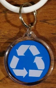 Blaues Recycling Pfeile Symbol - Schlüsselanhänger / Schlüsselring, runder Schlüsselanhänger reduziert Wiederverwendung - Bild 1 von 2