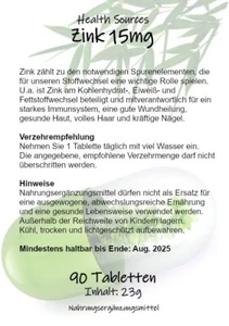 90 Tabletten Zink 15mg * Zinkcitrat * vegan * ohne Zusatzstoffe * - Bild 1 von 3