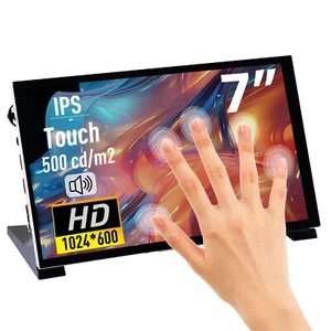 7 inch 1024x600 60Hz IPS Capacitive Touch Screen with Speakers, Mount Hole RPI - Picture 1 of 10