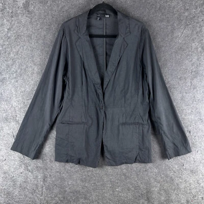 EILEEN FISHER Jacket Womens 16W Gray Linen Blazer Button Front Pockets - Image 1 of 4
