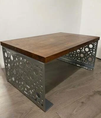 Rustic Oak Block Coffee Table - Image 1 of 4