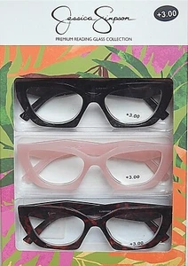 JESSICA SIMPSON 3-PACK PREMIUM READING GLASSES READERS +1.50+2.00+2.50+3.00 NEW - Picture 1 of 3