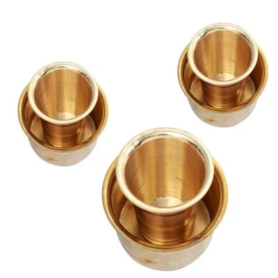 Juego de 3 vasos de latón café indio 150 ml Kappi de latón puro  Foto 1 de 4