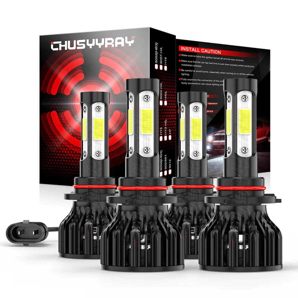 4x 9005 9006 LED Combo Headlight Bulbs 4SIDE High Low Beam Kit Xenon Super White - Image 1 of 4