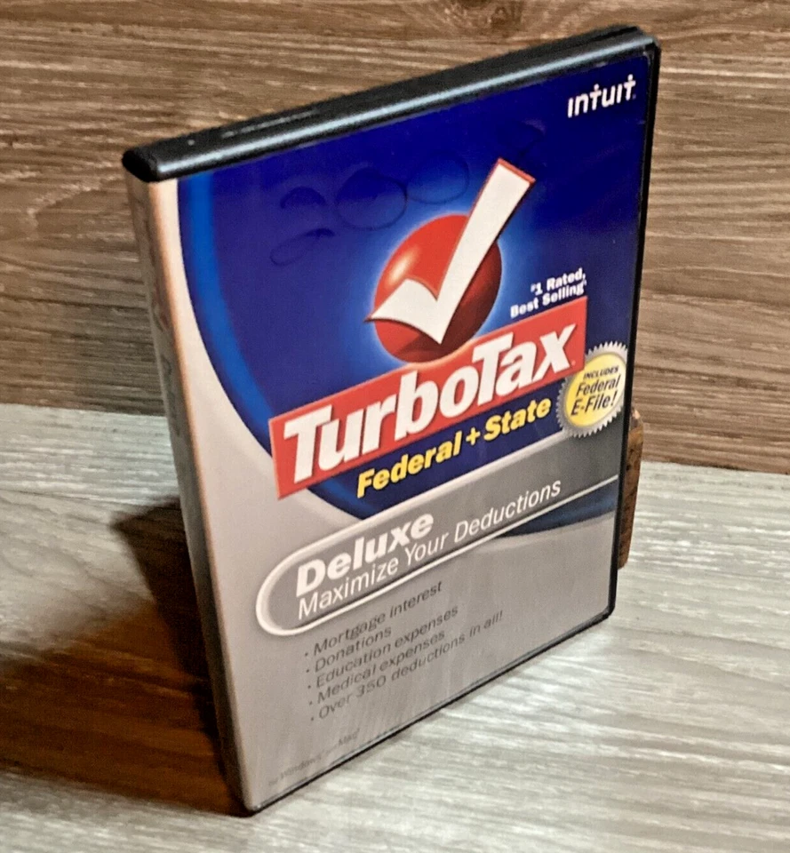 2008 TurboTax Deluxe Federal + State Maximize Deductions Case and CD Back Taxes - Image 1 of 4