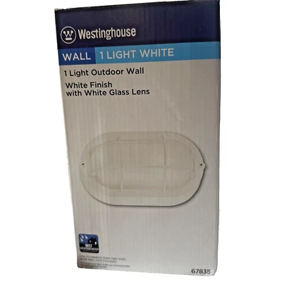 Westinghouse Outdoor Wall Light White with White Glass Lens 67835 New - Image 1 of 4