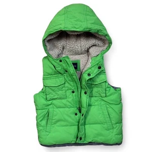 GAP Kids Puffer Vest with Sherpa Lined Hoodie, Size: 4Y, Color: Green - USED - Picture 1 of 4