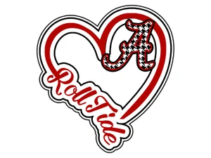 #0241 Alabama Roll Tide Love Heart Pegatina Universitaria Impermeable Vinilo Calcomanía Troquelada - Imagen 1 de 1