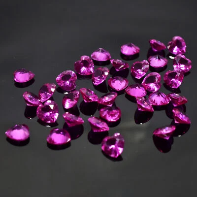 Anillo Rosa Rubí Corte Corazón CERTIFICADO 8 Piezas Natural Sin Tratar Tamaño Piedra Preciosa 7x7 mm Foto 1 de 4