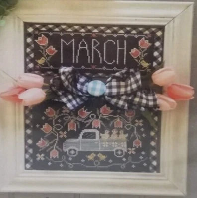 Truckin' Along MARCH Counted Cross Stitch PATTERN by Stitching w/ Housewives - Image 1 of 3