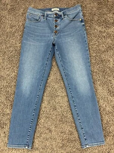 Madewell Jeans Womans Size 30 Blue Denim Mid Rise Skinny Crop Stretch - Picture 1 of 16