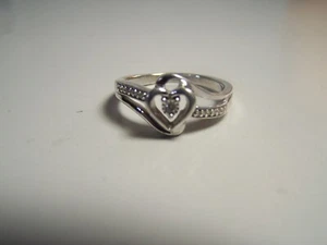 KAY/ZALES 13 DIAMOND OPEN HEART STERLING SILVER PROMISE RING 6 1/2 - Picture 1 of 8