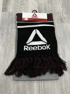 Bufanda Reebok con Flecos Gris Vino Negro Blanco Logo SUAVE Material Reciclado NUEVO Foto 1 de 4