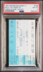 DEC 17, 1997 JORDAN VS KOBE “THE DUEL” CHICAGO BULLS VS LAKERS TICKET STUB PSA 8 - Picture 1 of 3