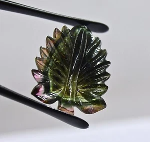 Natural Multi Tourmaline Carved Leaf 30X23mm 20.35 Ct Gemstone Designing Pendant - Picture 1 of 5