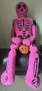 Rare TK Maxx Homesense Halloween 5ft Life Sized Pink Skeleton Soft Cushion - Picture 1 of 5