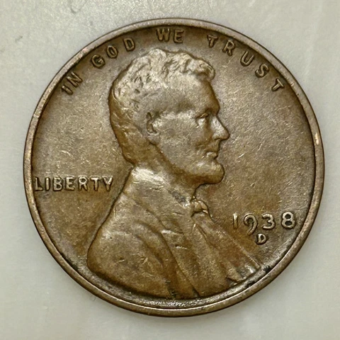 1938-D Lincoln Penny. Please Read Description. Your Actual Coin In Photo Cover