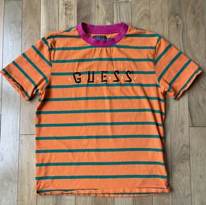 Guess x J Balvin Vibras T Shirt Men’s Medium Stripe Crewneck Colorful Orange - Picture 1 of 8