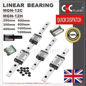 MGN12 LINEAR RAIL MGN 12 BEARING GUIDE SLIDE CARRIAGE BLOCK MGN12C MGN12H CNC UK - Picture 1 of 28