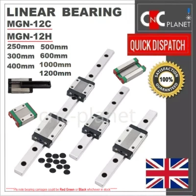 MGN12 LINEAR RAIL MGN 12 BEARING GUIDE SLIDE CARRIAGE BLOCK MGN12C MGN12H CNC UK - Image 1 of 4