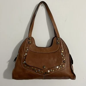 Patricia Nash Ergo Studded Bag Boho Western Coastal Cowgirl  Brown Leather/studs - Picture 1 of 7