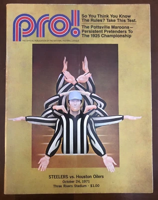 1971 PITTSBURGH STEELERS NFL FOOTBALL PROGRAM v. HOUSTON OILERS JACK HAM ROOKIE - Image 1 of 4