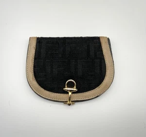 Portafoglio Fendi vintage tela monogram nera pelle marrone - Imagen 1 de 9