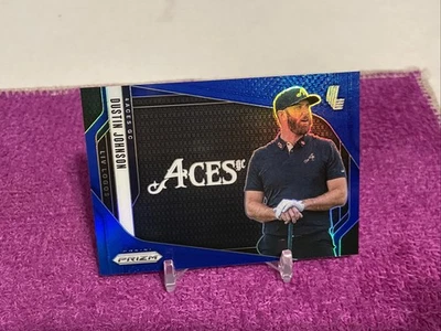2025 PANINI PRIZM LIV GOLF DUSTIN JOHNSON #10 LIV LOGOS ACES BLUE PRIZM SP#/99 - Image 1 of 4