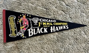 Rare Vintage Chicago Blackhawks Hockey Team Championship Pennant - Excellent NHL - Picture 1 of 2