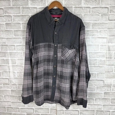 Harley Davidson Midweight Cotton Snap Up Long Sleeve Flannel Shirt Mens 2XL - Image 1 of 4