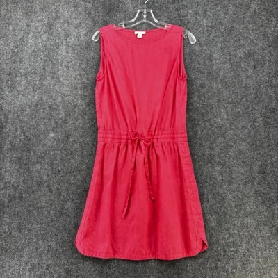 Mini Vestido Saks Fifth Ave Sin Mangas 100% Lino Rosa Salmón Corbata Cintura Preppy XS Foto 1 de 4