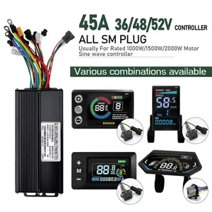 E-Bike Umbausatz 36V 48V 52V Sinus Controller LCD Display Sets SM Stecker - Bild 1 von 35