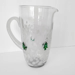 Anthropologie FESTIVE Baum Symbol Glaskrug weiß verschneit mundgeblasen Perlen Neu mit Etikett - Bild 1 von 24