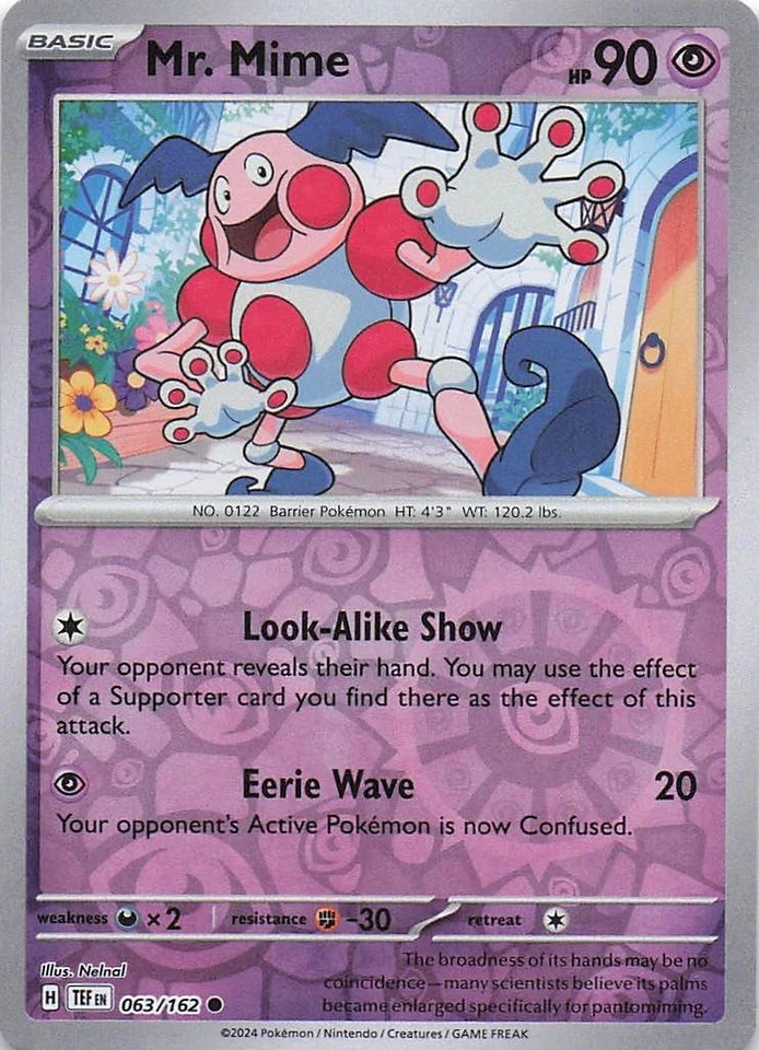 Mr. Mime SV05: Temporal Forces 063/162- NM - Reverse Holo - Image 1 of 2