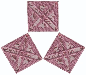 Pink Diamond Cross Iron On Patch Embroidered Applique Quilt Pattern Set of 3 - Picture 1 of 2