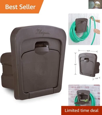 Elegant Bronze Garden Hose Hanger with Storage Compartment - Easy Wall Mount - Image 1 of 4