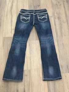 Rock & Roll Cowgirl Riding Jeans Women 31x36 (31x34) Western Boot Cut Blue Denim - Picture 1 of 14