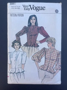 Vintage 1980s Vogue Very Easy 8387 Statement Blouse Size 12-16 UNCUT FF - Picture 1 of 1